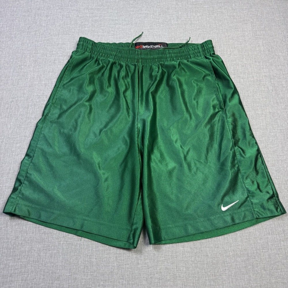 Nike Basketball Y2K Dazzle Shorts Mens Large Green 10 Inch Inseam Drawstring